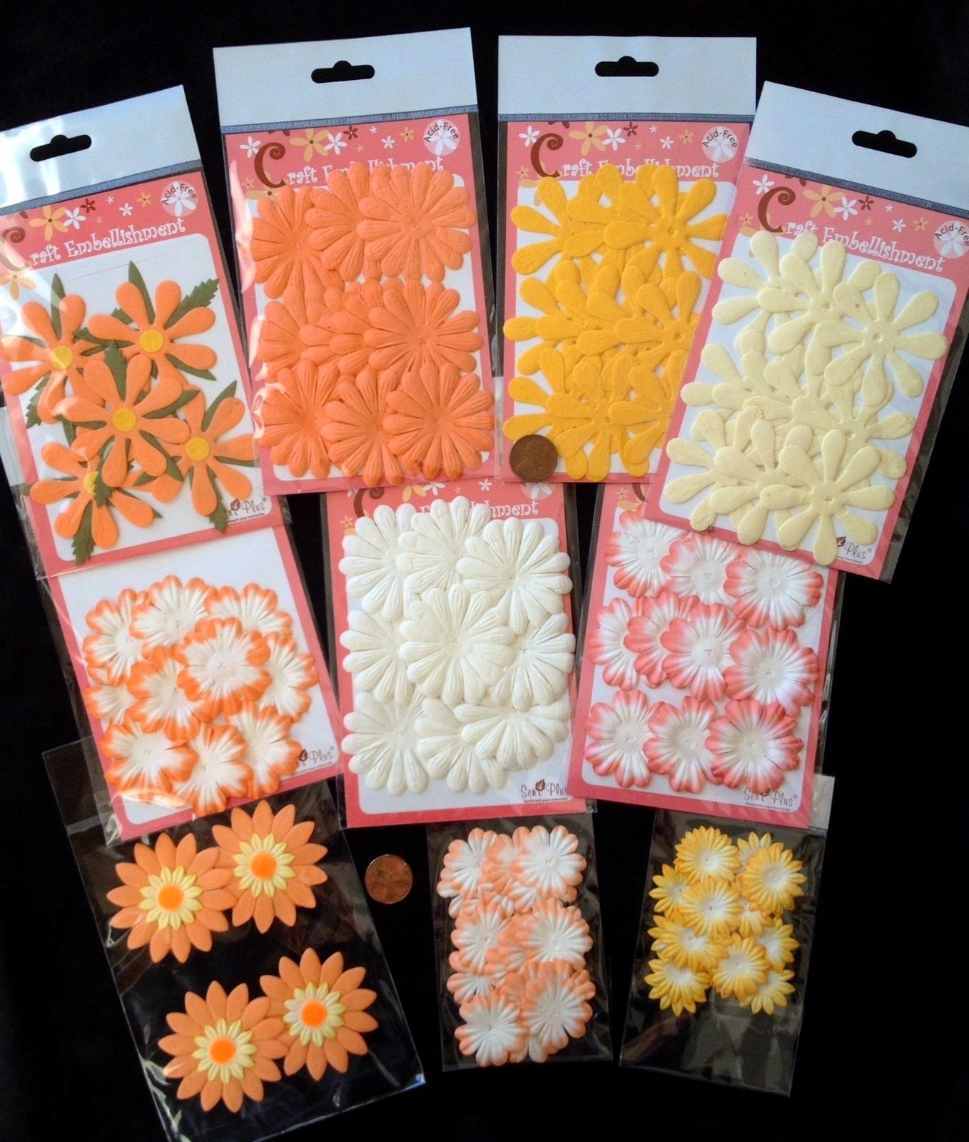 109 Flowers Lot assortment flower peach Orange petals Handmade Mulberry Paper 3