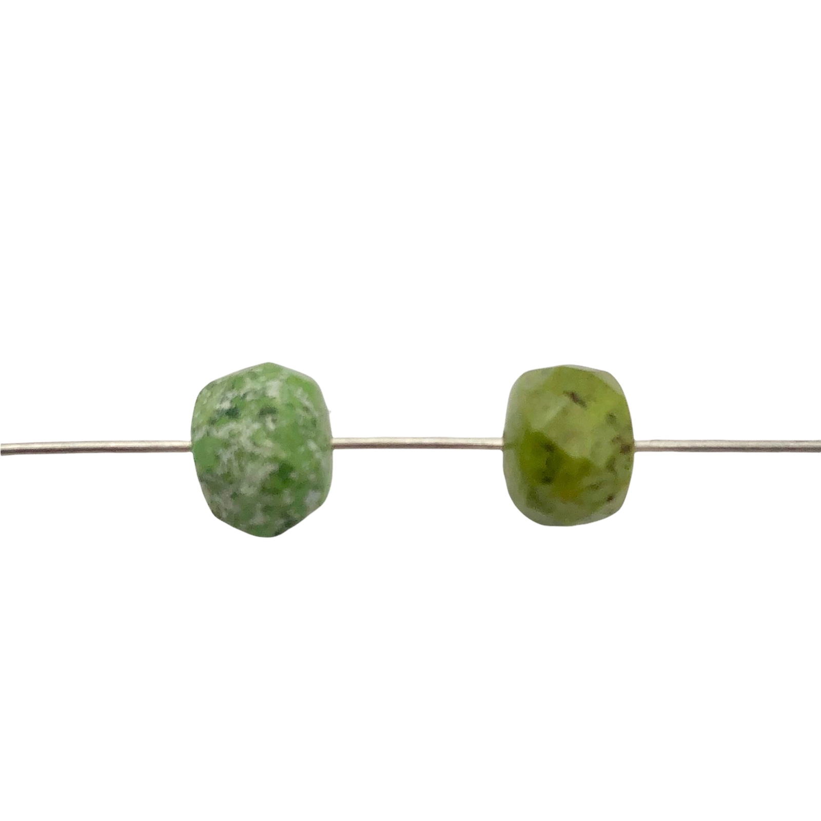 Natural Gaspeite Faceted Roundel Beads | 7x5mm to 7x3mm Green| Roundel | 2 Bds|