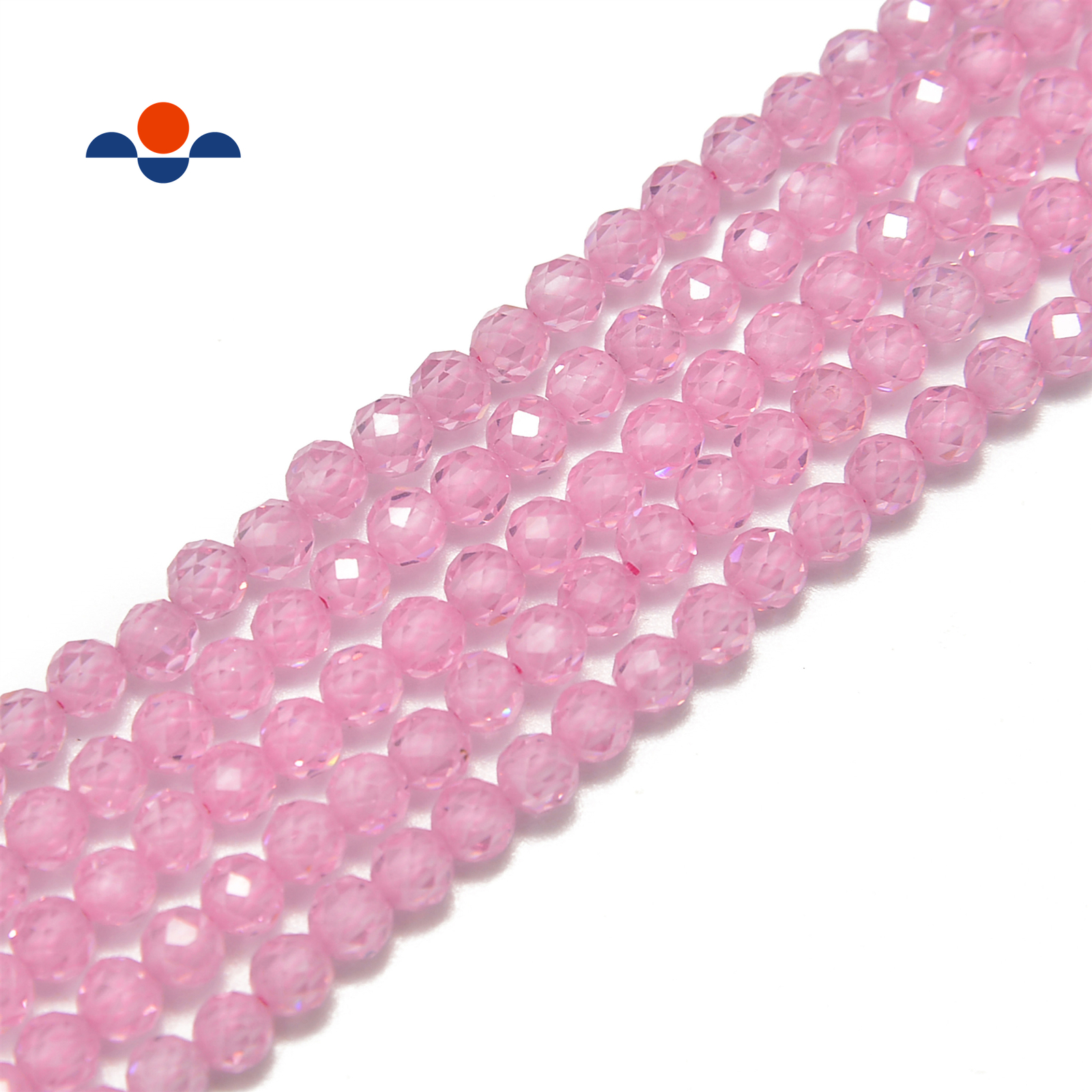 Pink Cubic Zirconia Faceted Round Beads 2mm 3mm 4mm 15.5” Strand