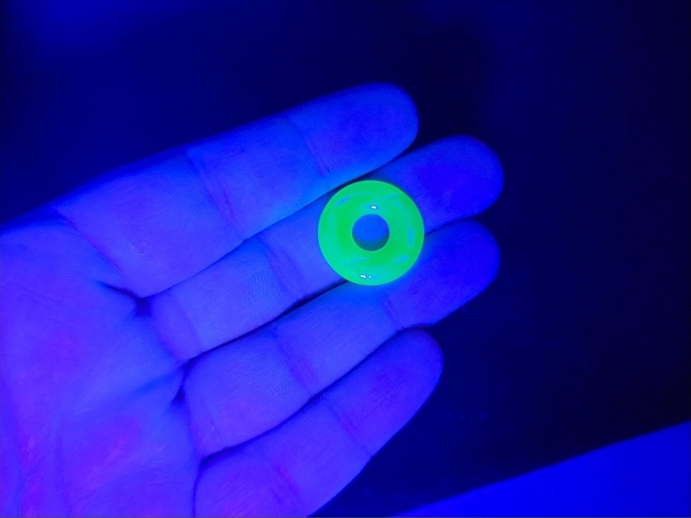 1930s Art Deco Uranium Glass Flat Ring Vintage Green Czech Pressed Glass 20mm
