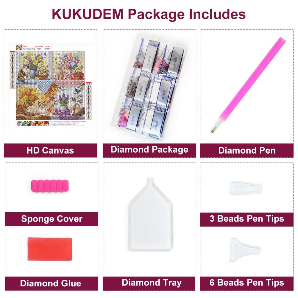 All Seasons Cat Diamond Art Painting Kits for Adults, Diamond Art Kits for Be…