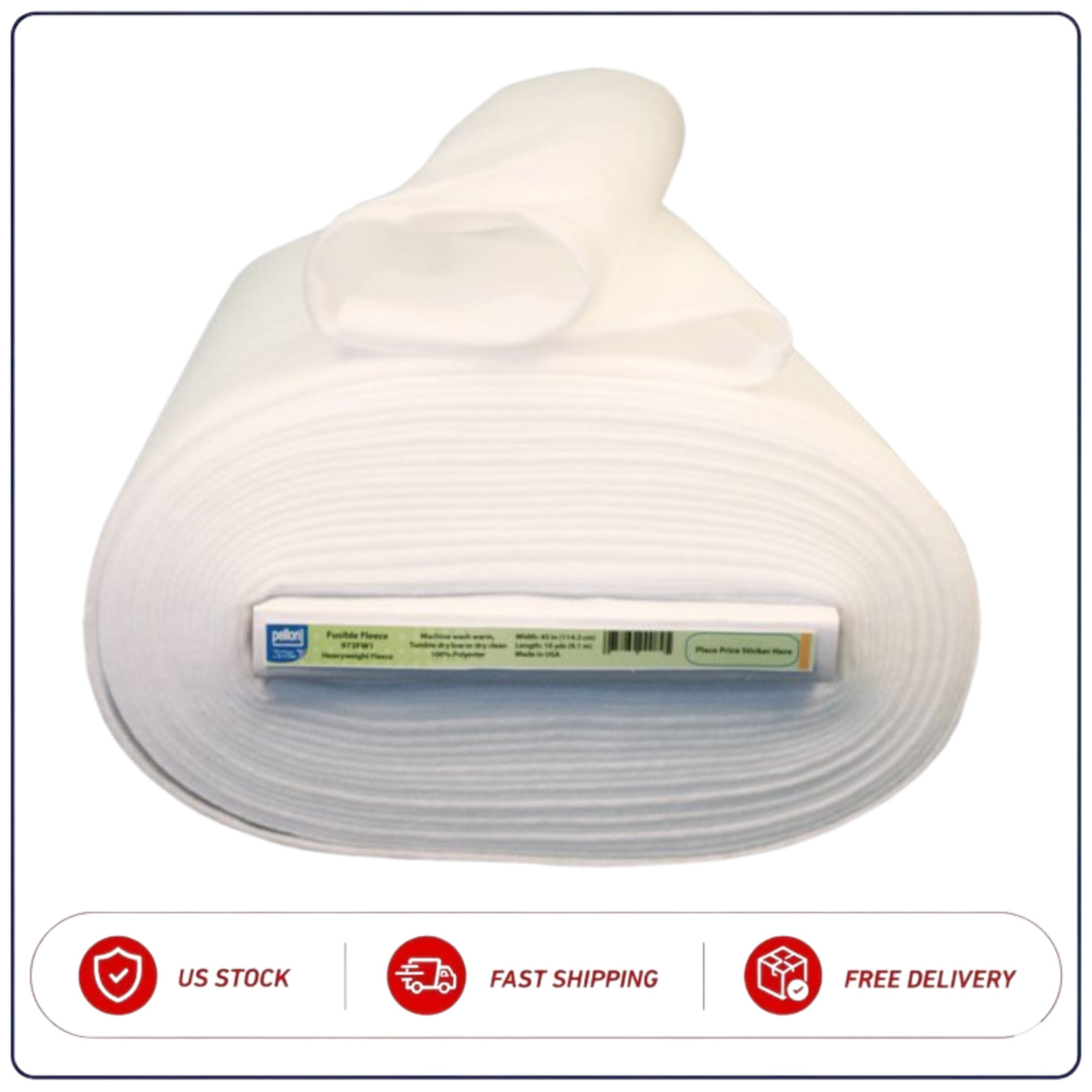 Pellon 973F Heavyweight 1-Sided Fusible Fleece White 45″ x 10 Yards Bolt