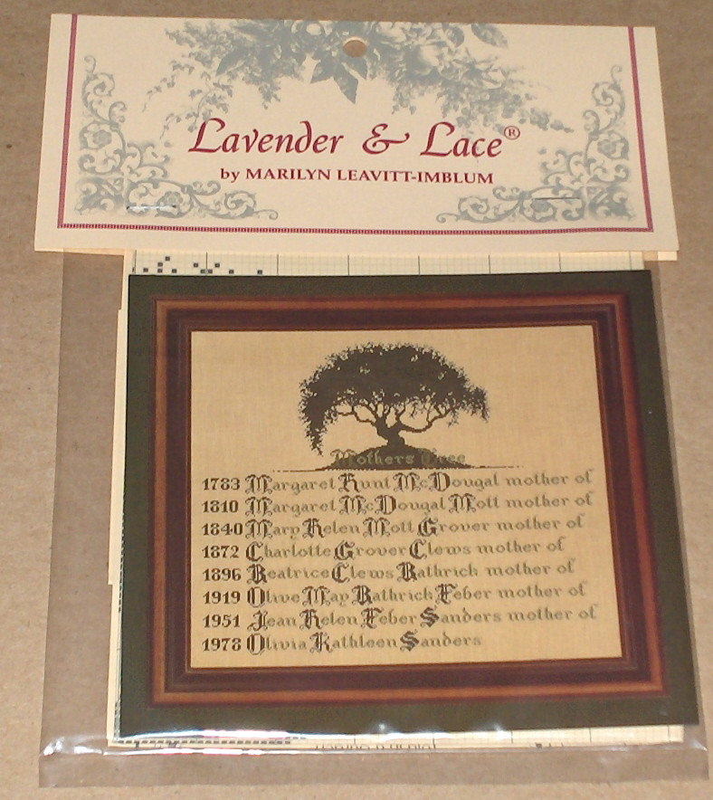 Lavender & Lace Personalized “Mother’s (Family) Tree” Cross Stitch Pattern NIP