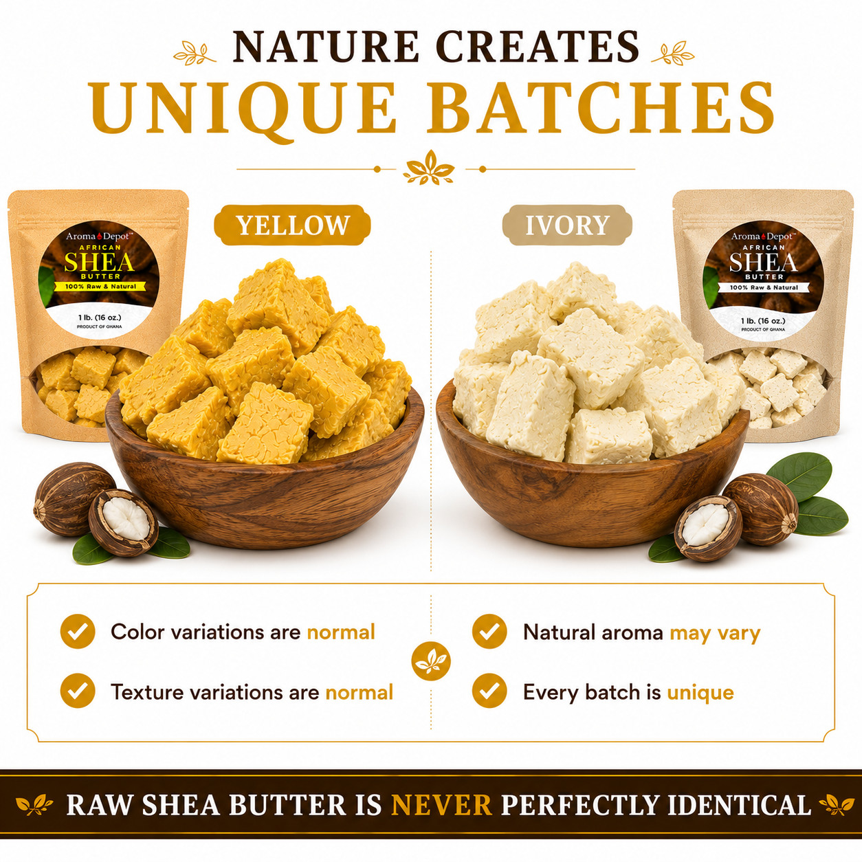 Raw African Shea Butter 1lb 100% Pure Natural Raw Organic Unrefined YELLOW POUCH