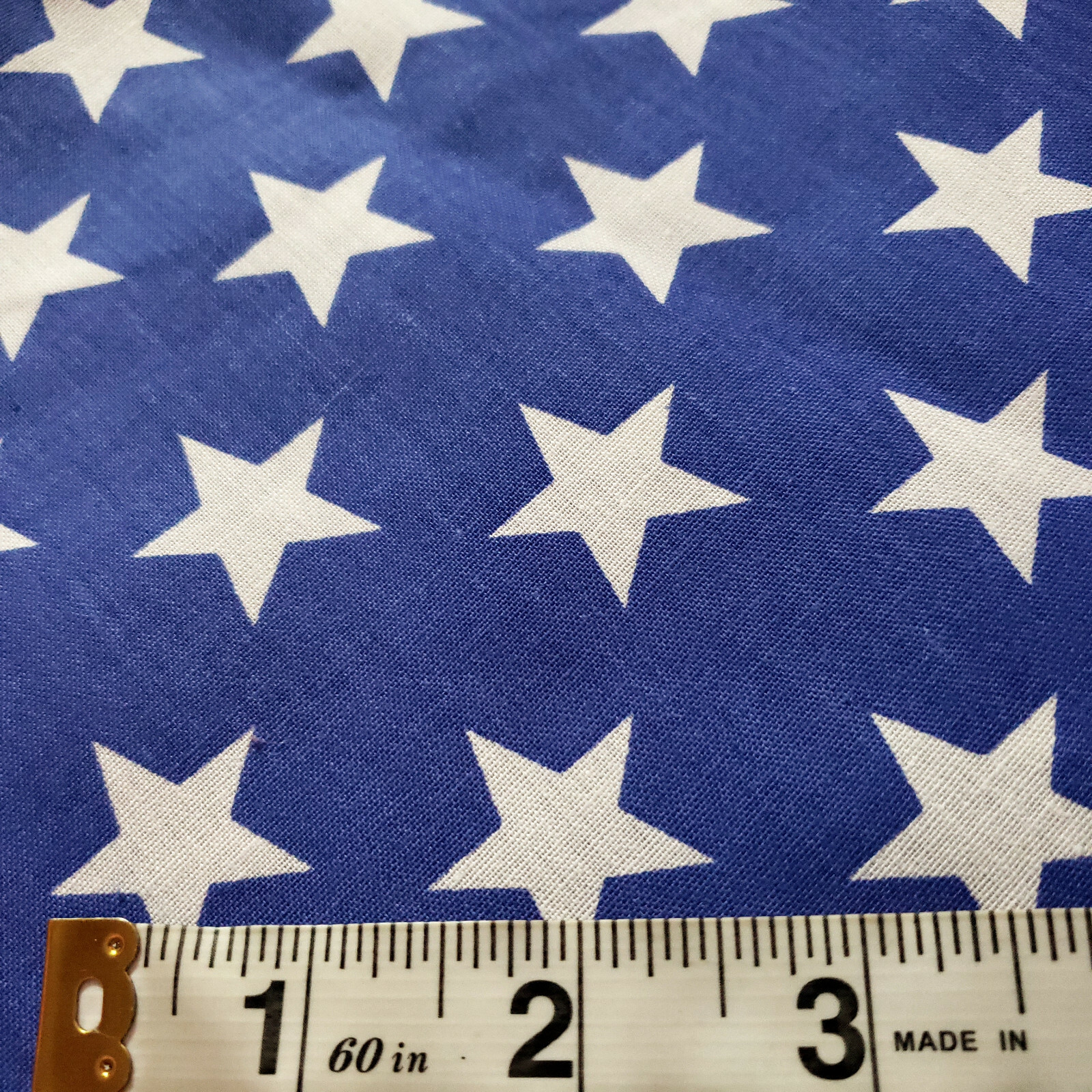 ROYAL BLUE STAR SPANGLED POLY COTTON FABRIC ONE INCH WHITE STAR 58″ BY THE YARD
