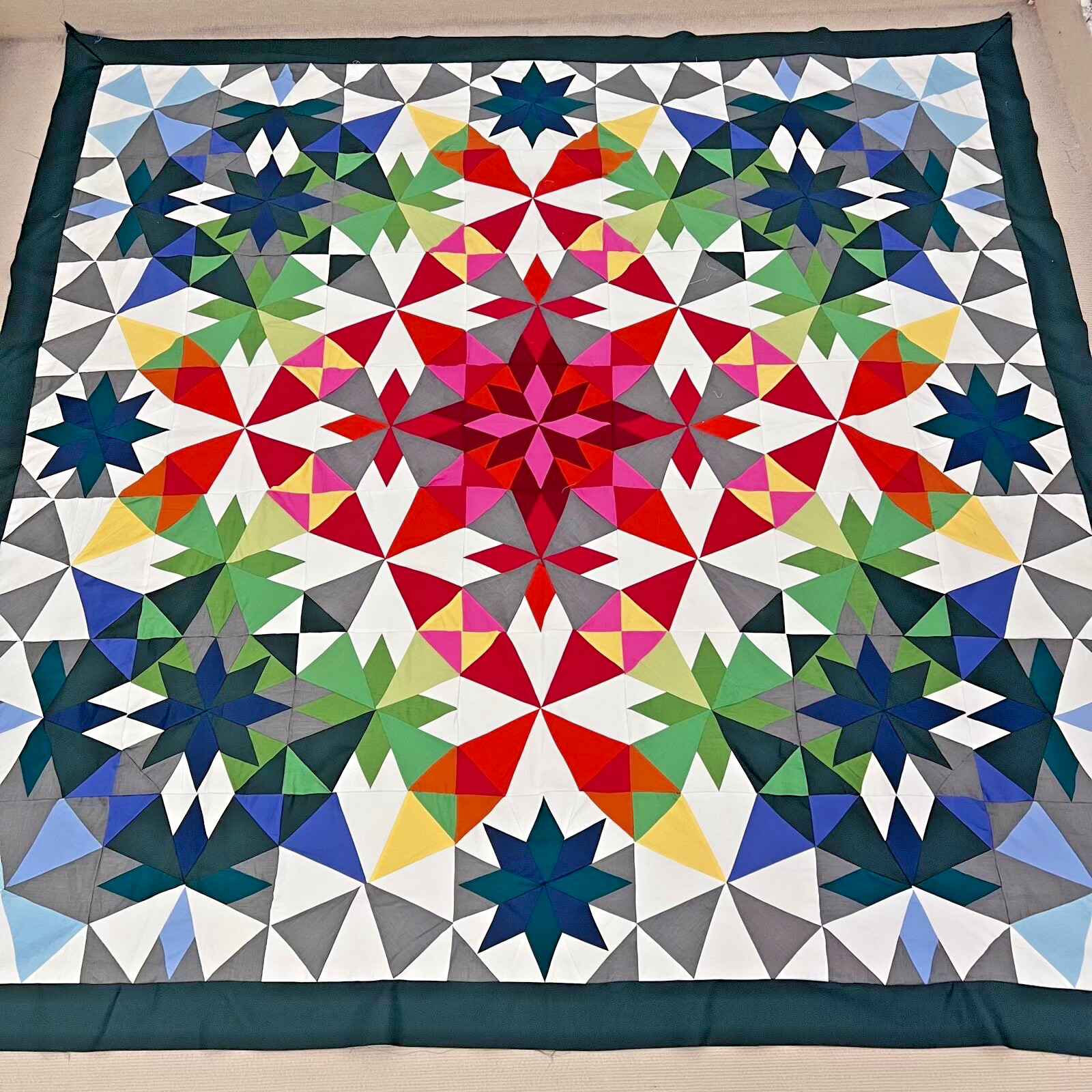 Handmade Holiday Alaska Cotton Fabric Queen Size Patchwork quilt top/topper