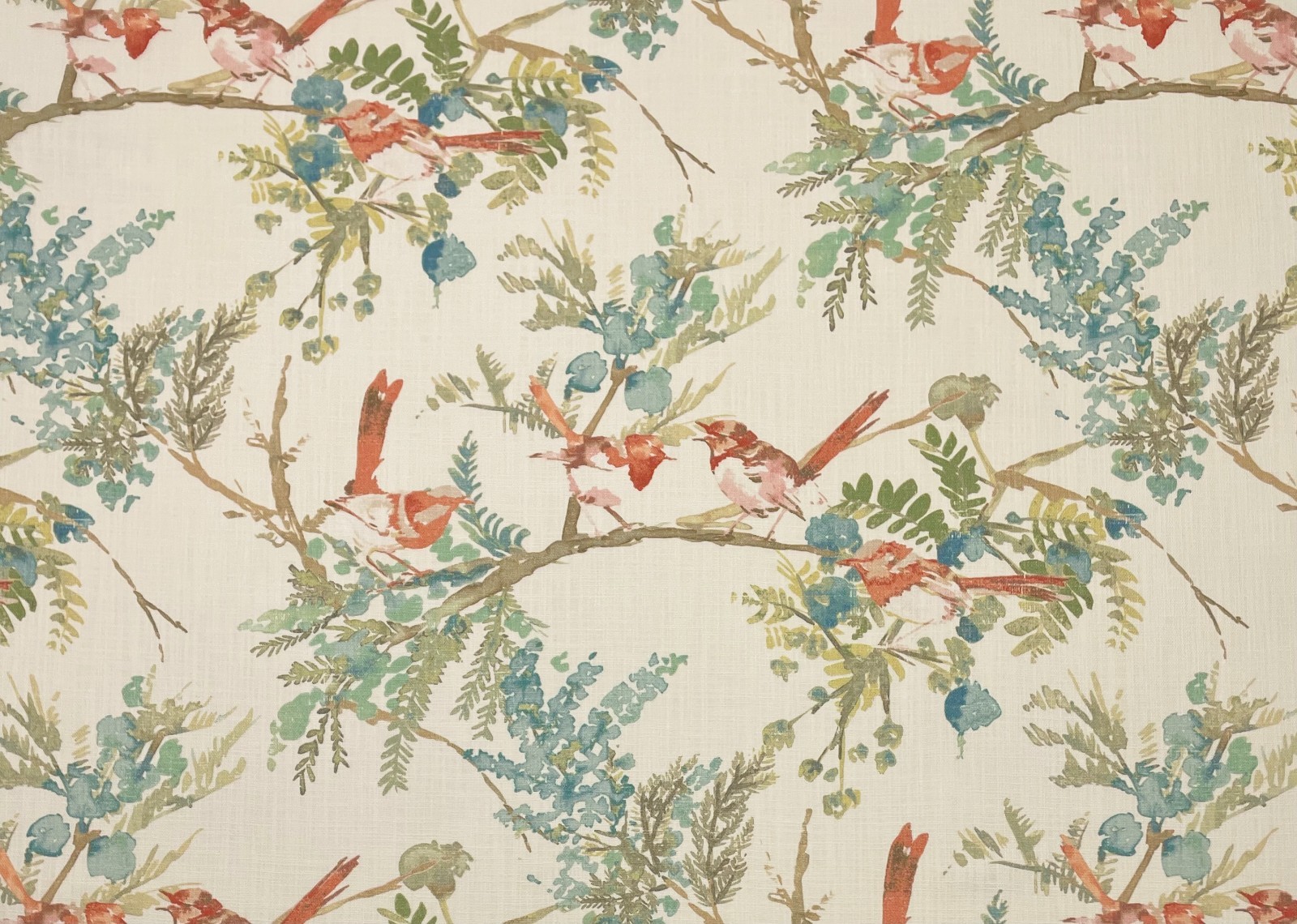 COVINGTON EMILIA MULTI RED GREEN BIRDS FLORAL MULTIPURPOSE FABRIC BY YARD 54″W
