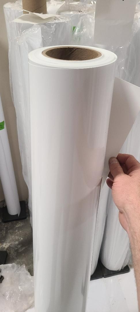 6.0 mil Gloss White Perm Remov Semi-Rigid Self-Adhesive Vinyl Solvent/Latex Roll