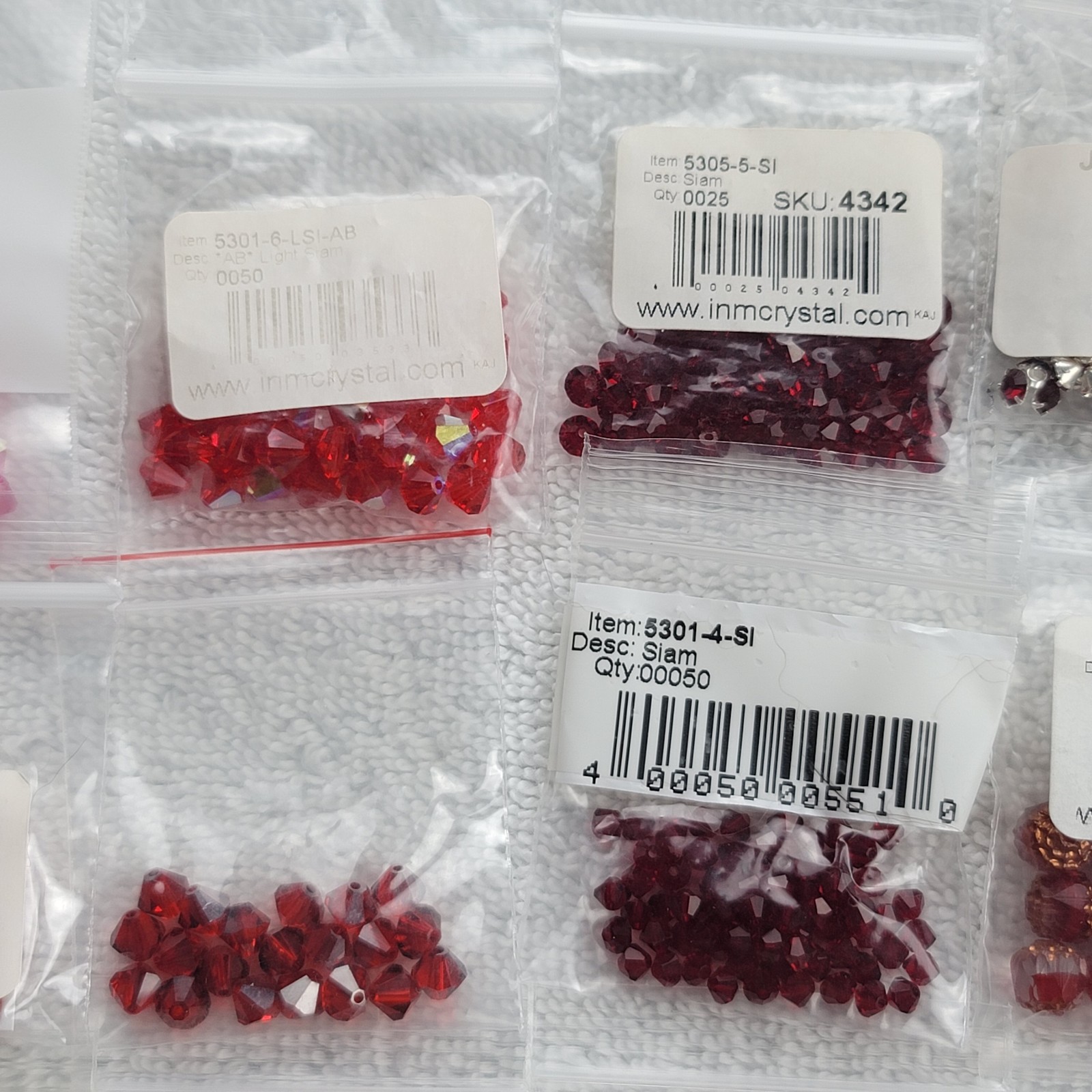 Swarovski Crystal Bead Lot Red Pink Siam AB Bicone Heart/Mixed Qty 5301 5328