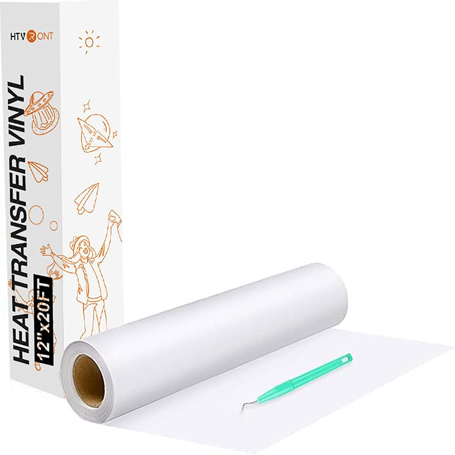 HTVRONT Heat Transfer Vinyl White HTV Rolls – 12″ X 20Ft White Iron on Vinyl for