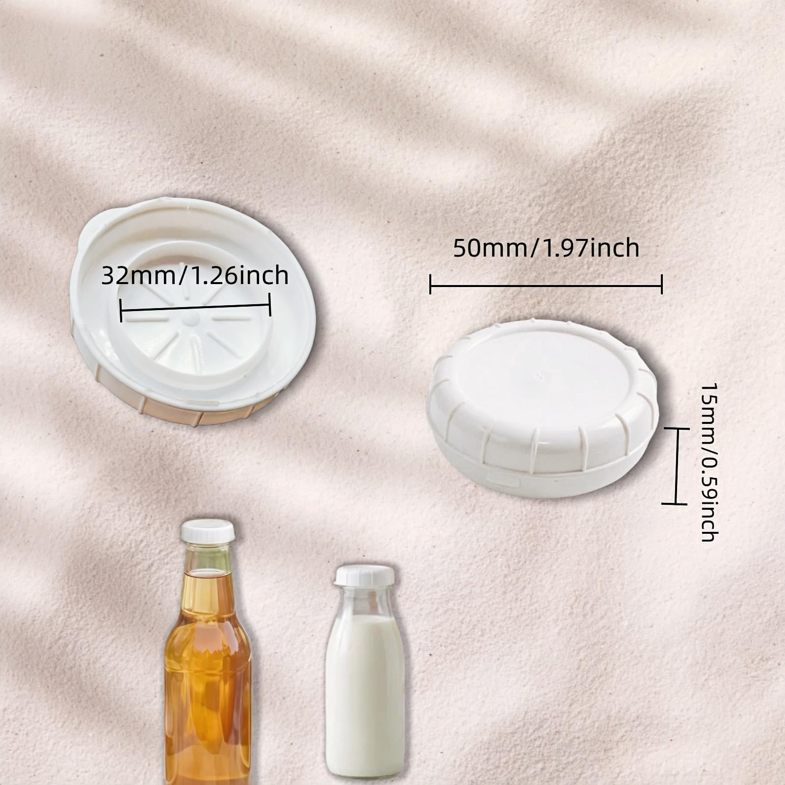 12 Pack Glass Milk Bottle Caps, 48mm (1.87 Inch) Snap-On Replacement Lids, BP…