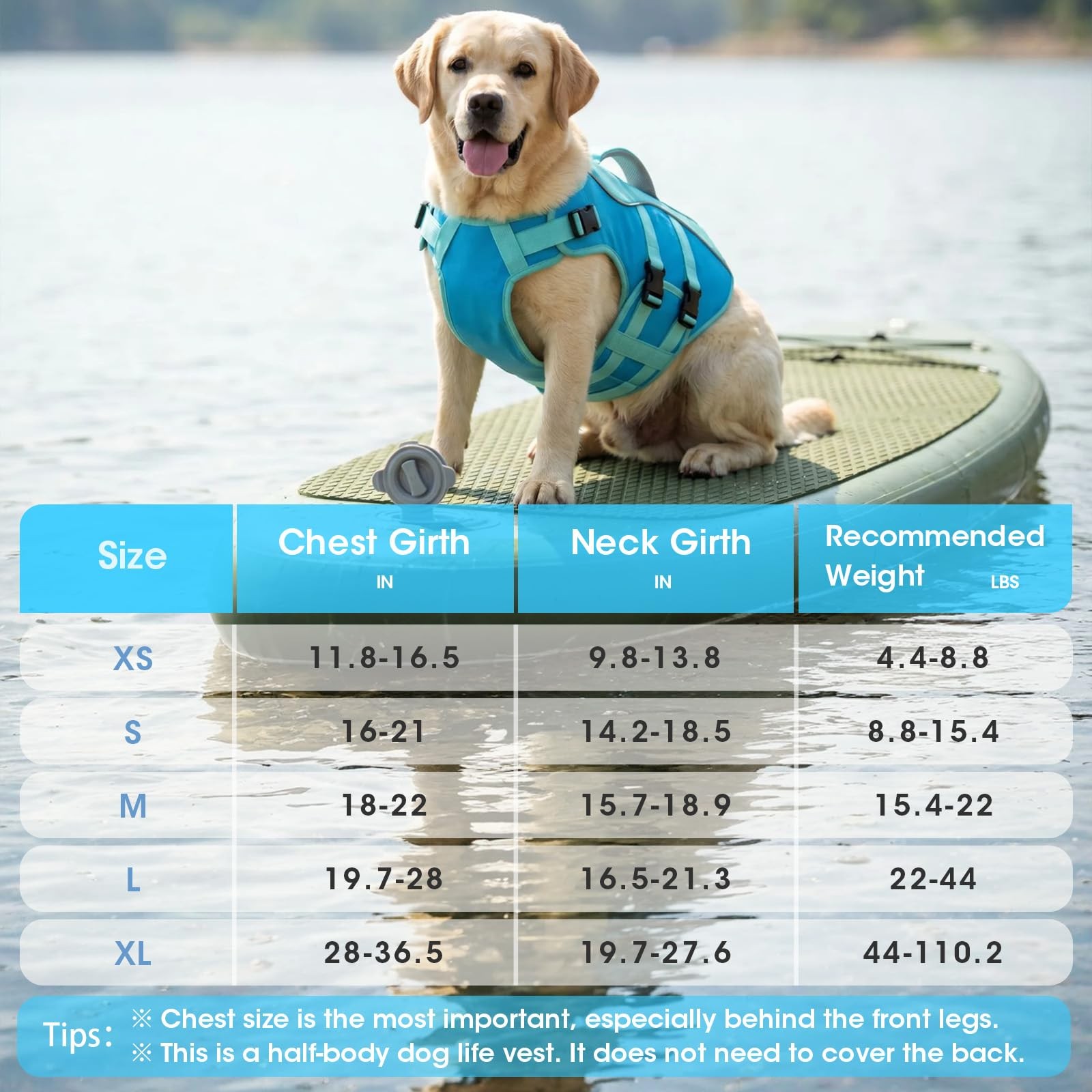 PETDSH Dog Life Jacket Large High Flotation Reflective Vest Rescue Handle