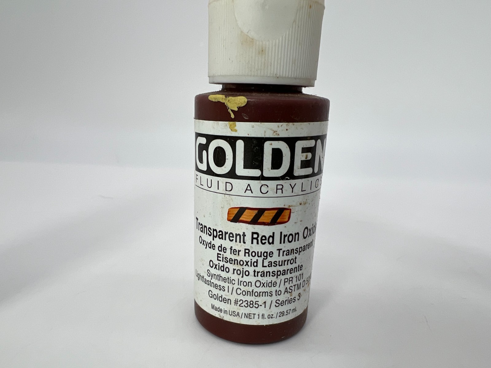 Golden Fluid Acrylics Lot 3 Micaceous & Transparent Red/Yellow Iron Oxide USED