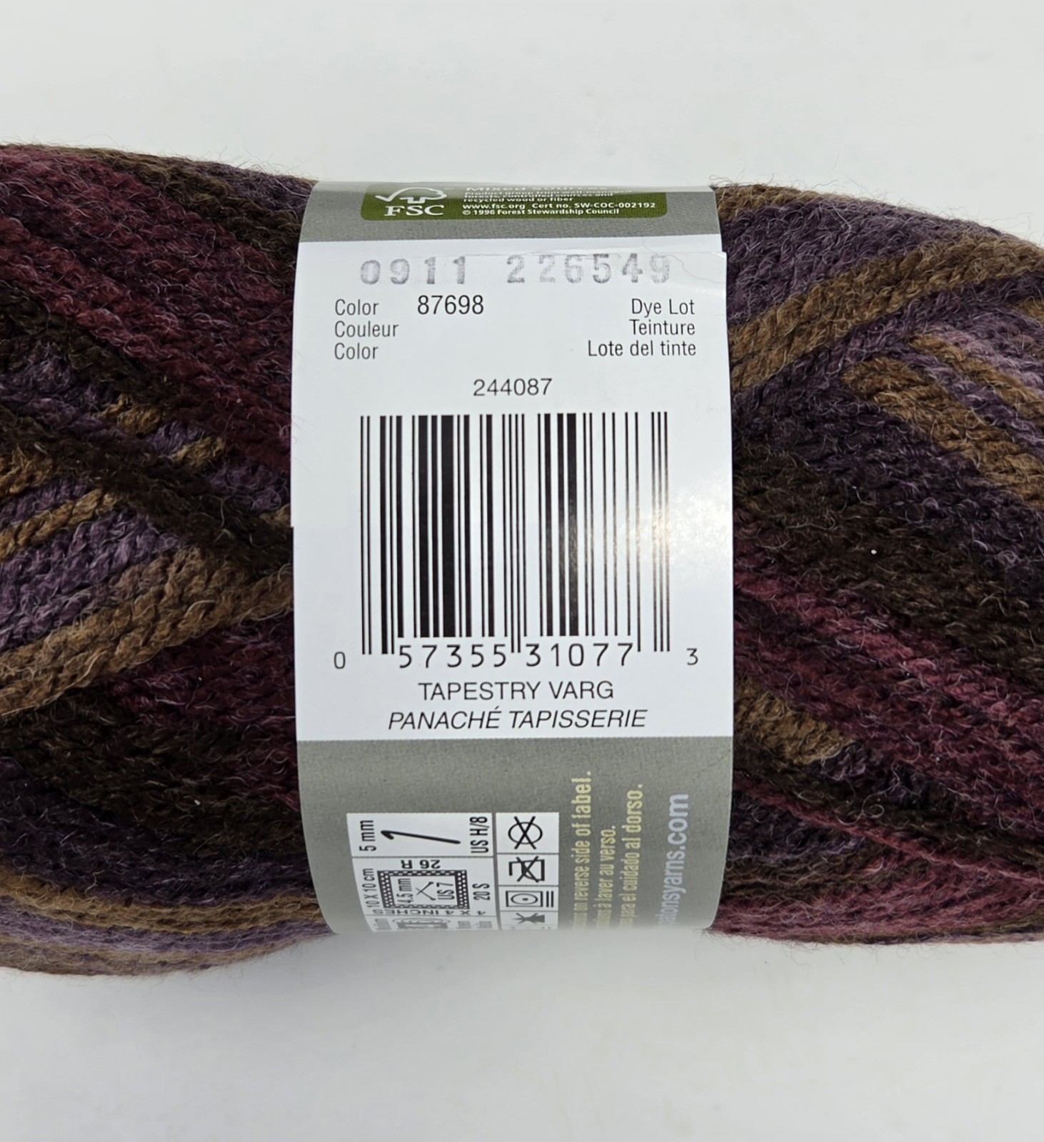 Patons DECOR Yarn #87698 TAPESTRY VARIGATED (Lot of 6) 209 yds ea. NEW DISC