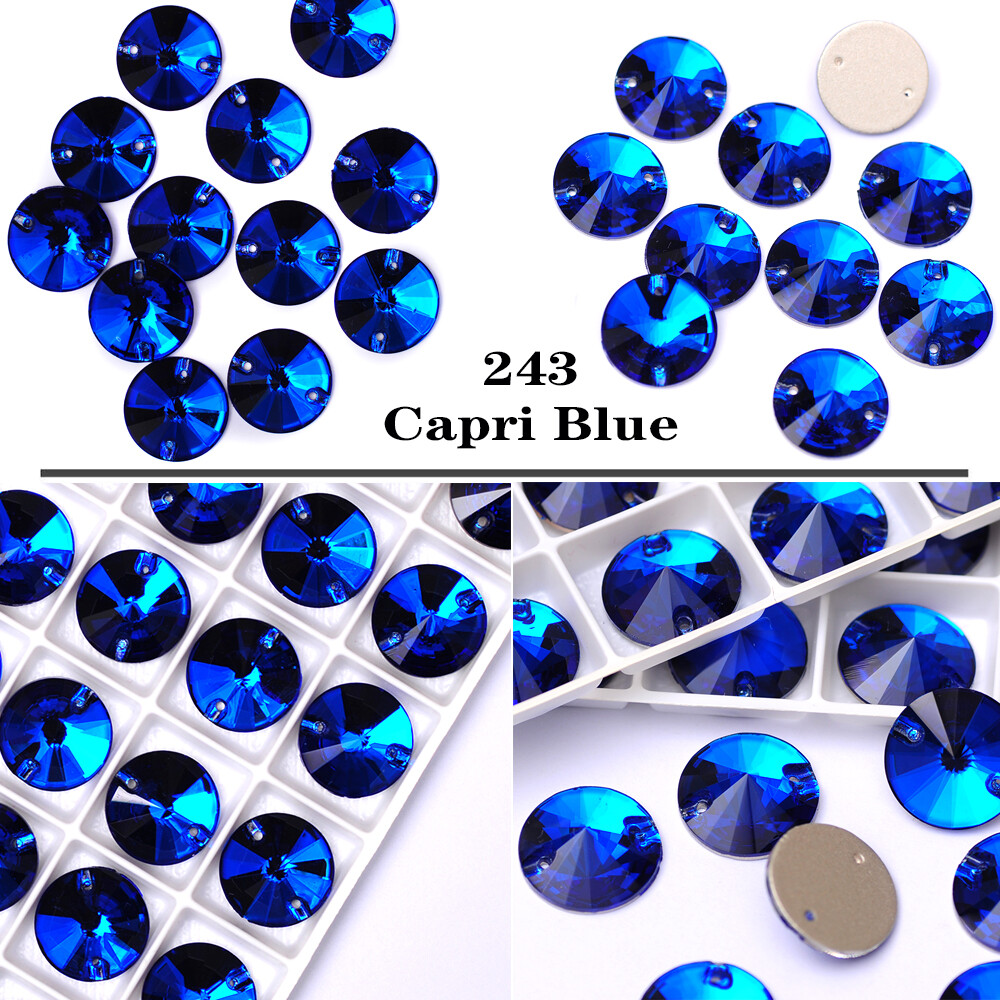 3200 Colorful Rivoli round shape crystal glass sew on rhinestone Sewing Beads