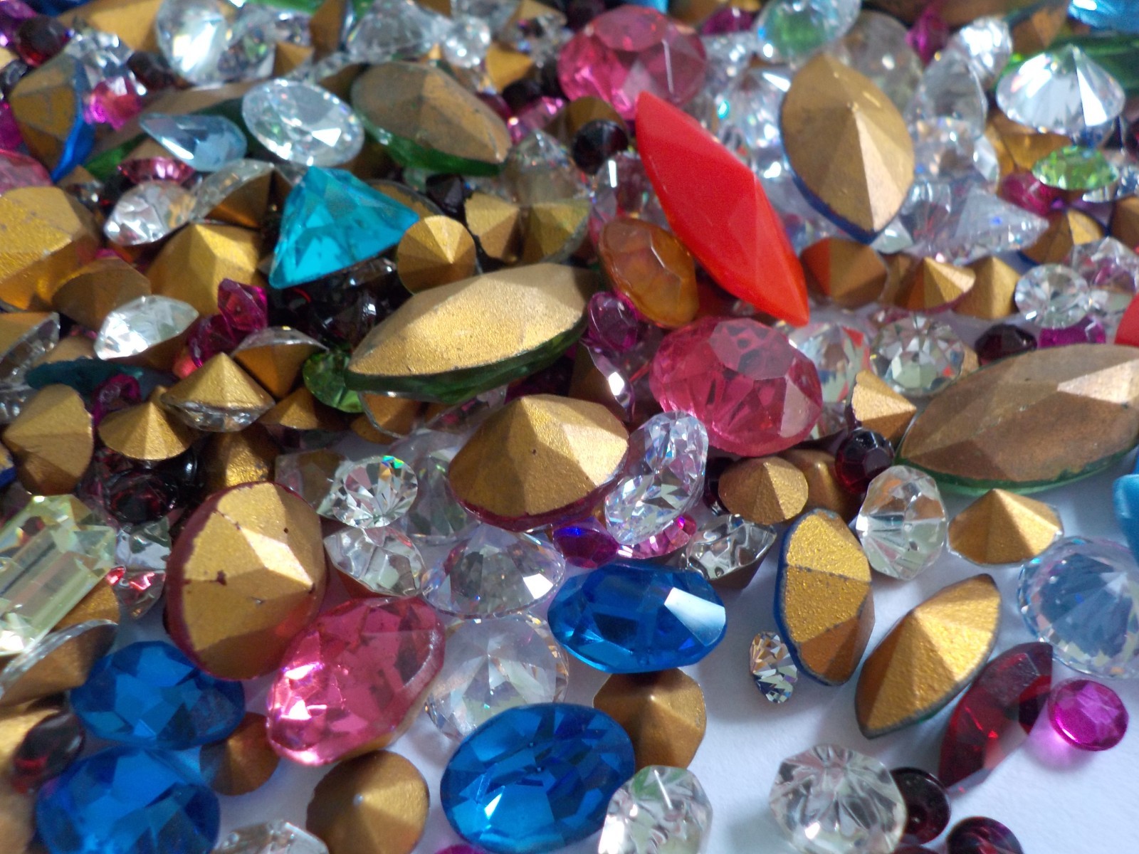 Foil Back Rhinestone & CZ Jewelry Making Supply 7 Oz Mixed Variety Shapes Colors