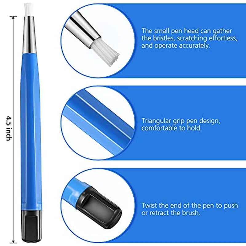 8 Pieces Scratch Brush Pen Set, Pen Style Prep Sanding Brush with Steel, Brass,