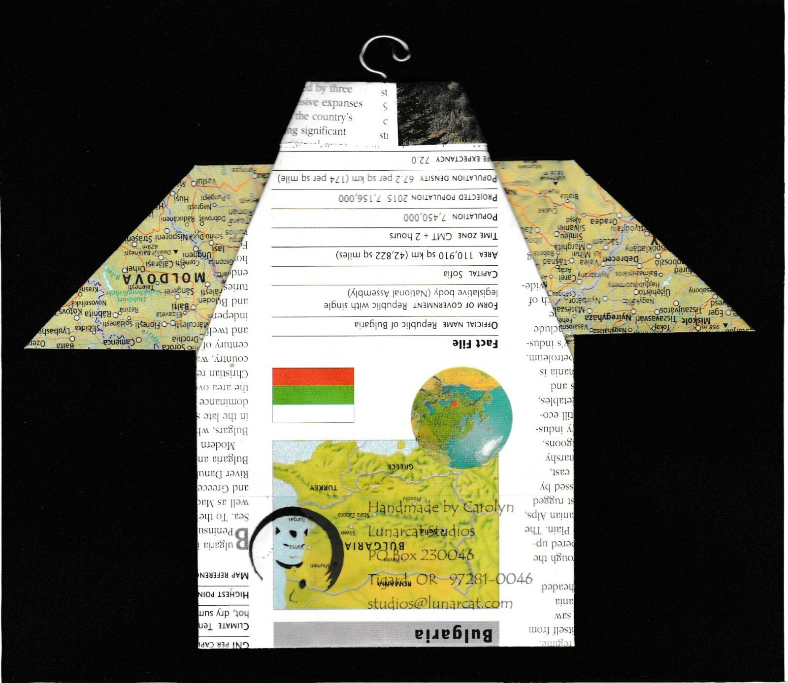 Origami Map Shirt Romania, Bulgaria, Bucharest, Sofia, Focsani, Sibiu, Plovdiv