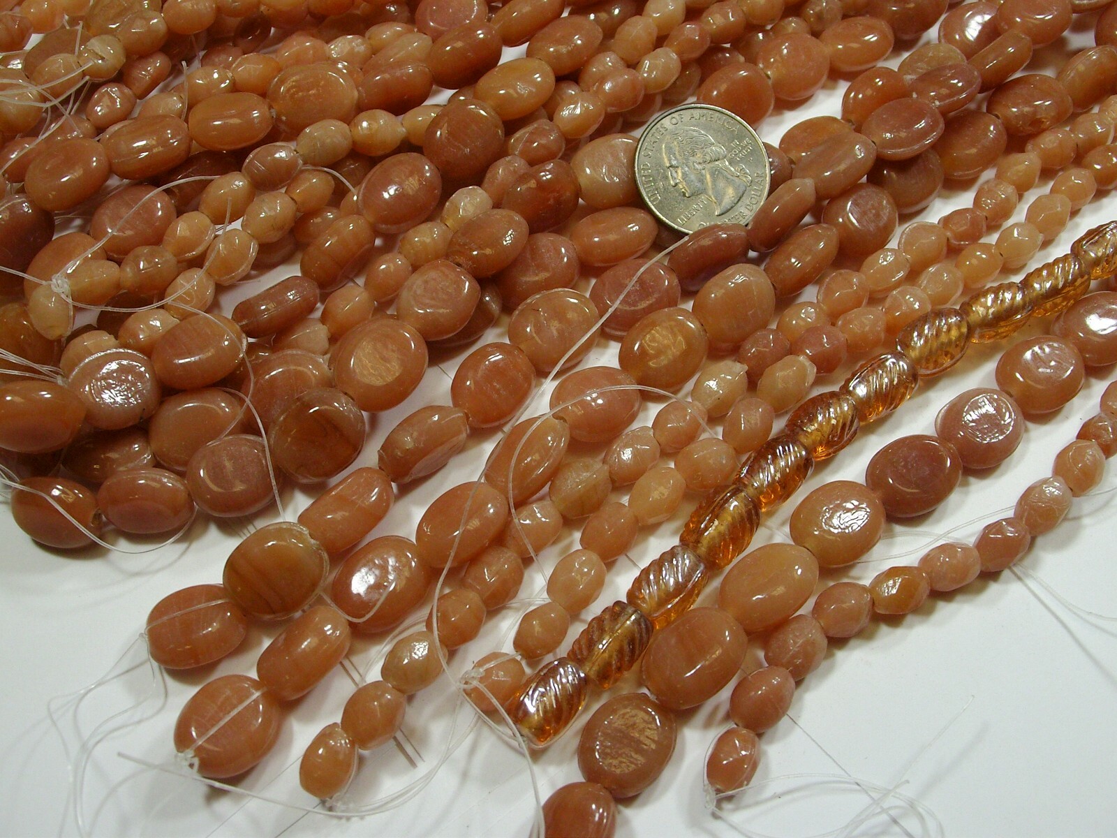 2 Pounds India Handmade Peach Color Assorted Shapes and Sizes Glass Beads (LX-3)