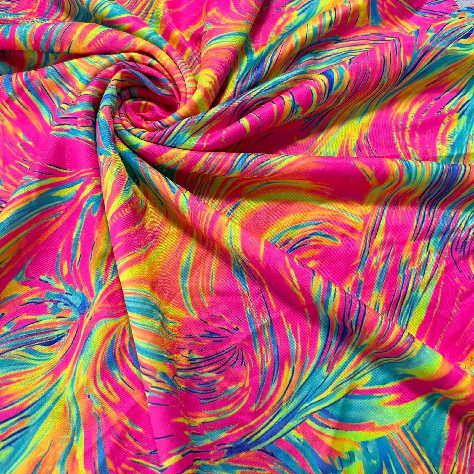 Abstract Psychedelic Pink Print Nylon Spandex Fabric Stretch by yard Swimsuit
