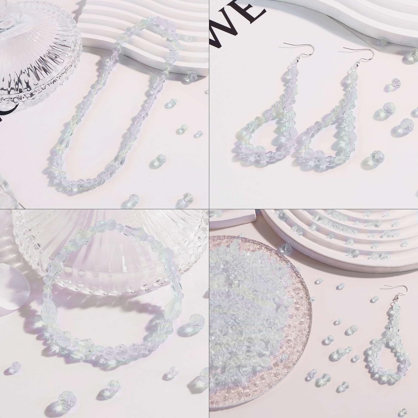 800PCS Glass Beads AB Color Crystal Beads Assorted Crystal Beads with Container
