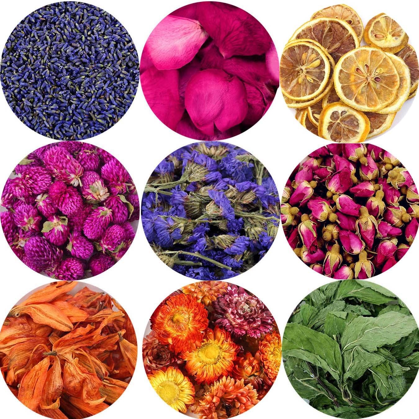 9 Bags Set Dried Flowers – Candle Making Soap DIY Stylea 9 Bags*0.3oz