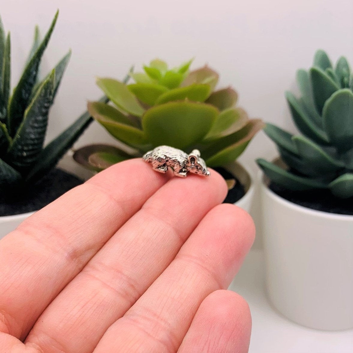 Silver Mouse Rat 3D Charms, 19x7mm – US Seller