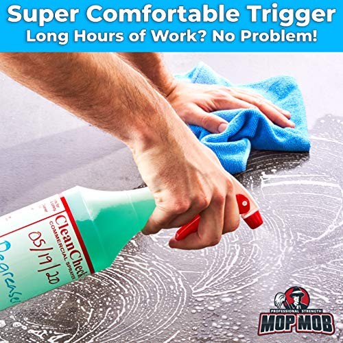 Extra Safe, Bilingual MSDS Spray Bottles 3 Pack. Large, Empty 32 Oz Bottle