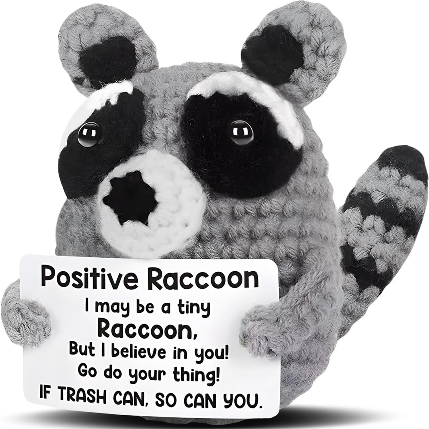 Positive Crochet Animals Raccoon Decor Emotional Supporting Raccoon Gifts for…
