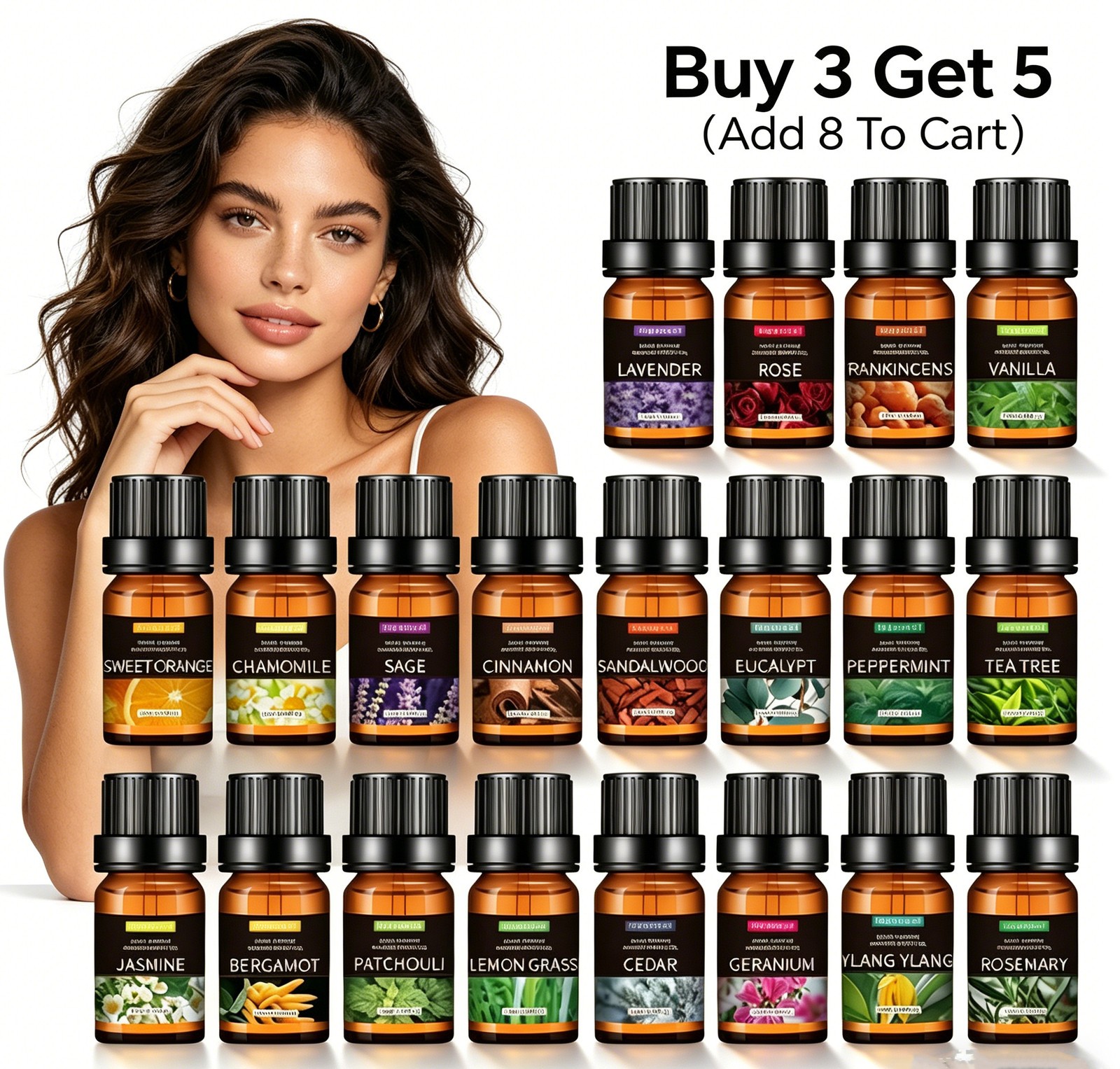 10ml Aromatherapy Massage Essential Oils Buy 3 Get 5 Free USA Stock