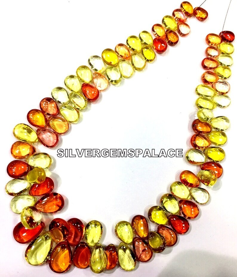 AAAA+ Rare Padparadscha Sapphire Smooth Pear Beads Gorgeous Gemstone Beads.
