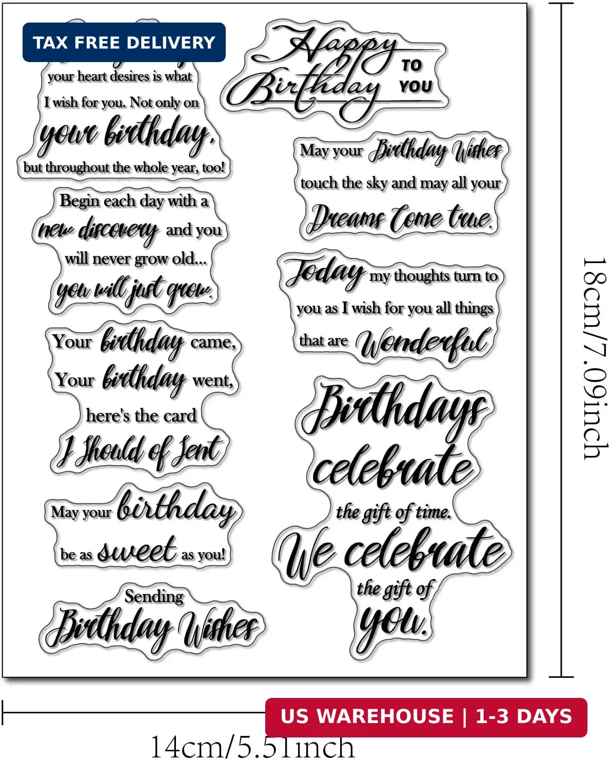 Birthday Sentiment Clear Stamps for Card Making and Journaling,Sentiment Silicon