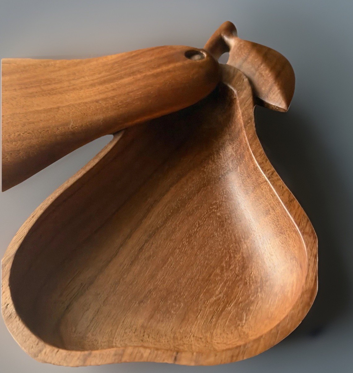 Two Piece Handcrafted Wooden Interlocking Pear Shaped Box 7.75” X 5” WELL MADE