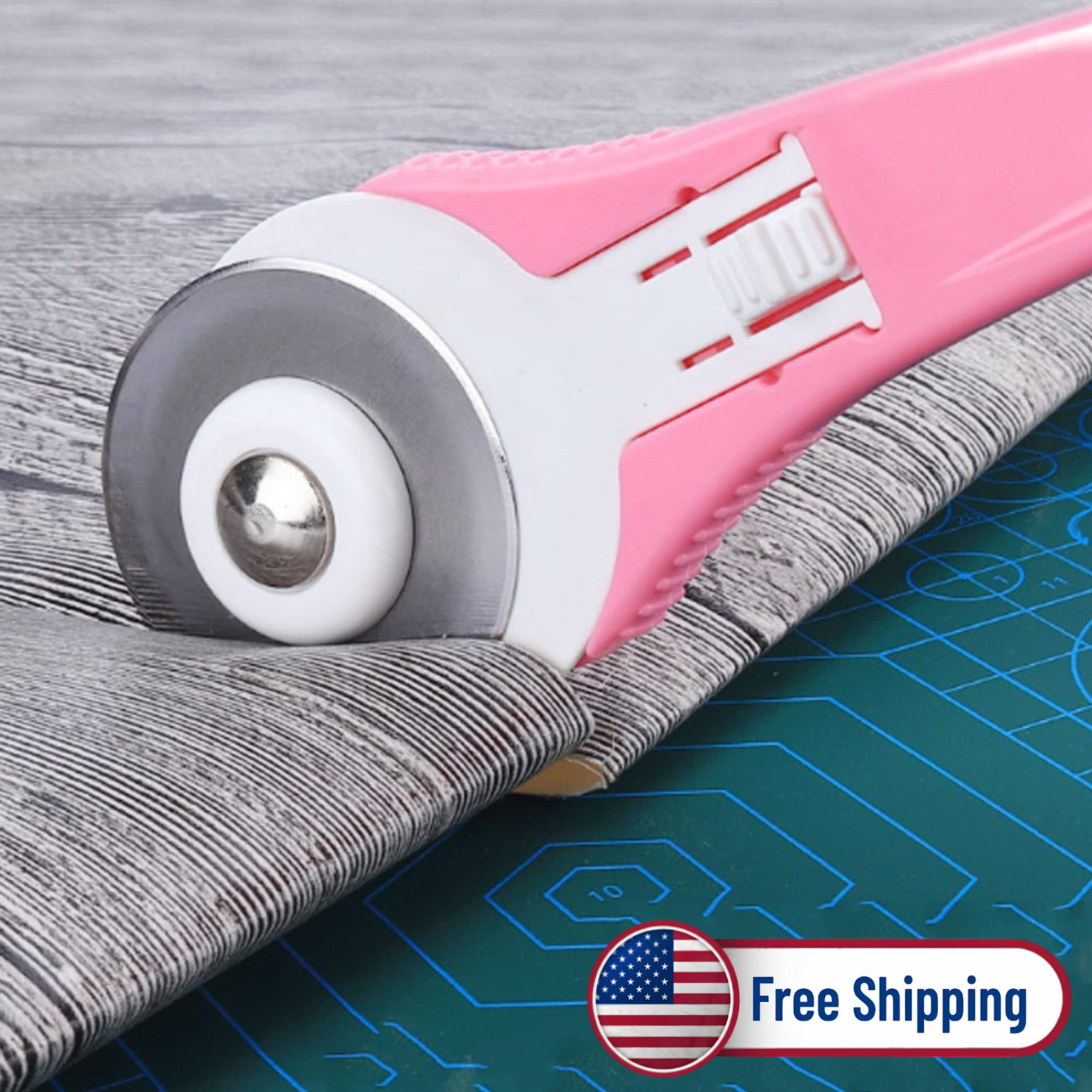 Pink Rotary Fabric Cutter Sewing Quilting Multi-layer Fabric Roller Cutting Tool