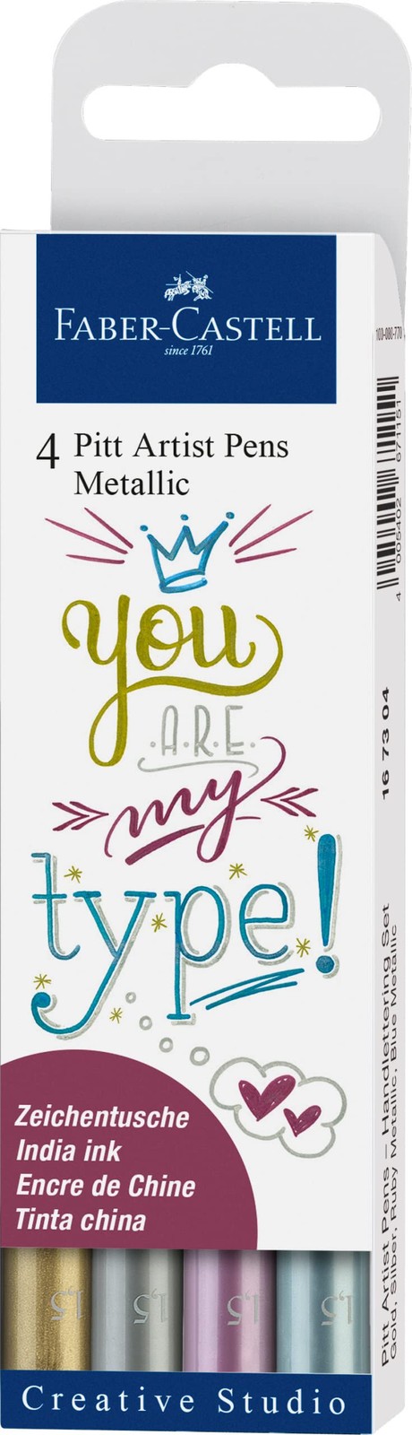 Faber-Castell 4 Pitt – 4 India Ink Metallic Markers In –