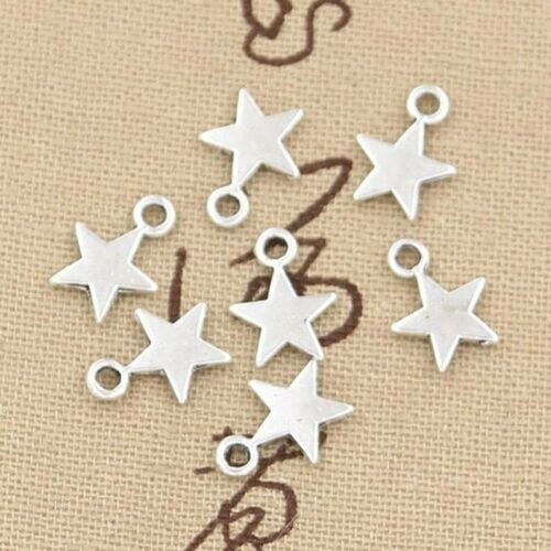 10 pieces New Small SOLID SILVER STAR Charm Metal Alloy 12 x 9 mm FREE SHIPPING!