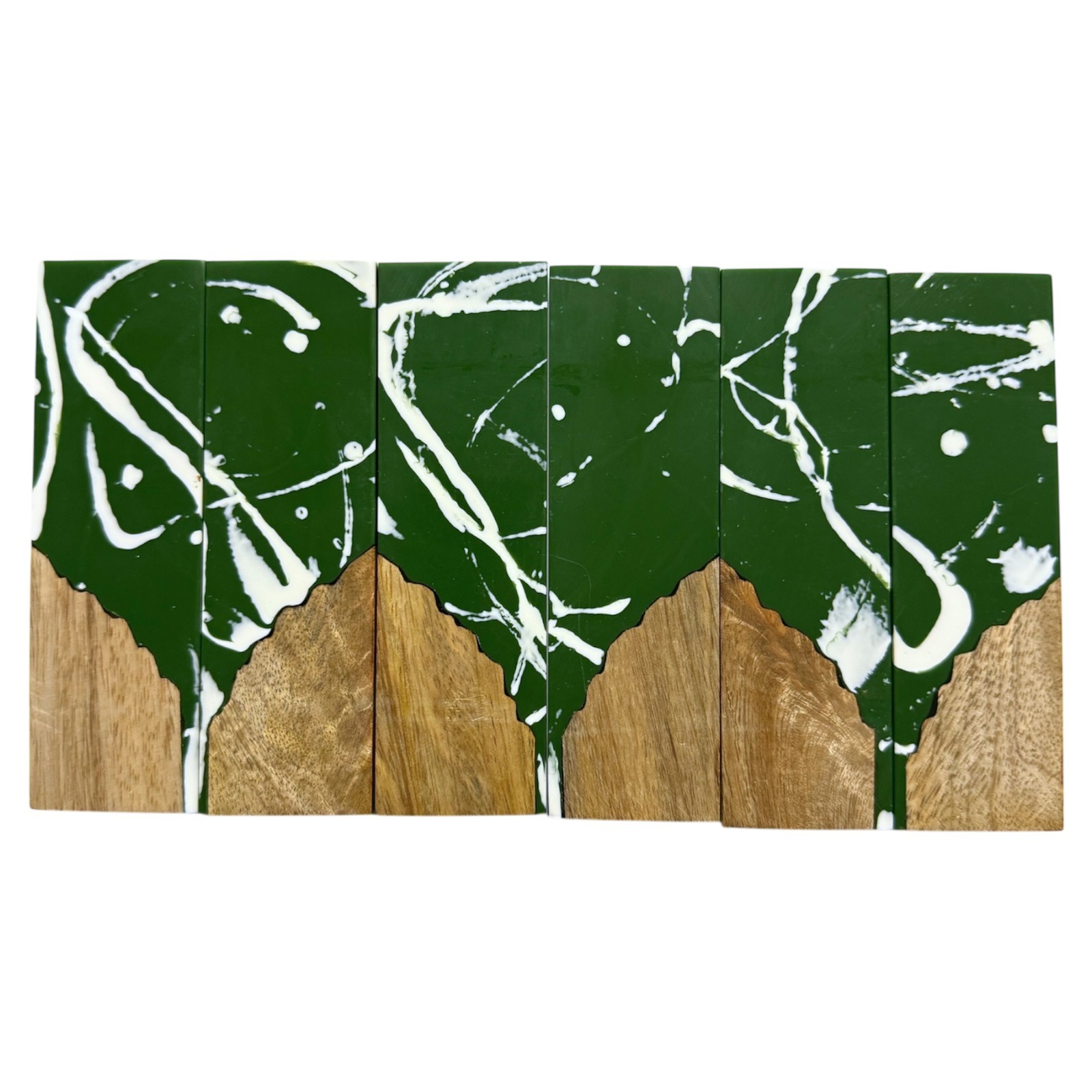 Hybrid Green Marble Resin Wood Knife Scale Blank Pair 5″ Acrylic Crafting Set