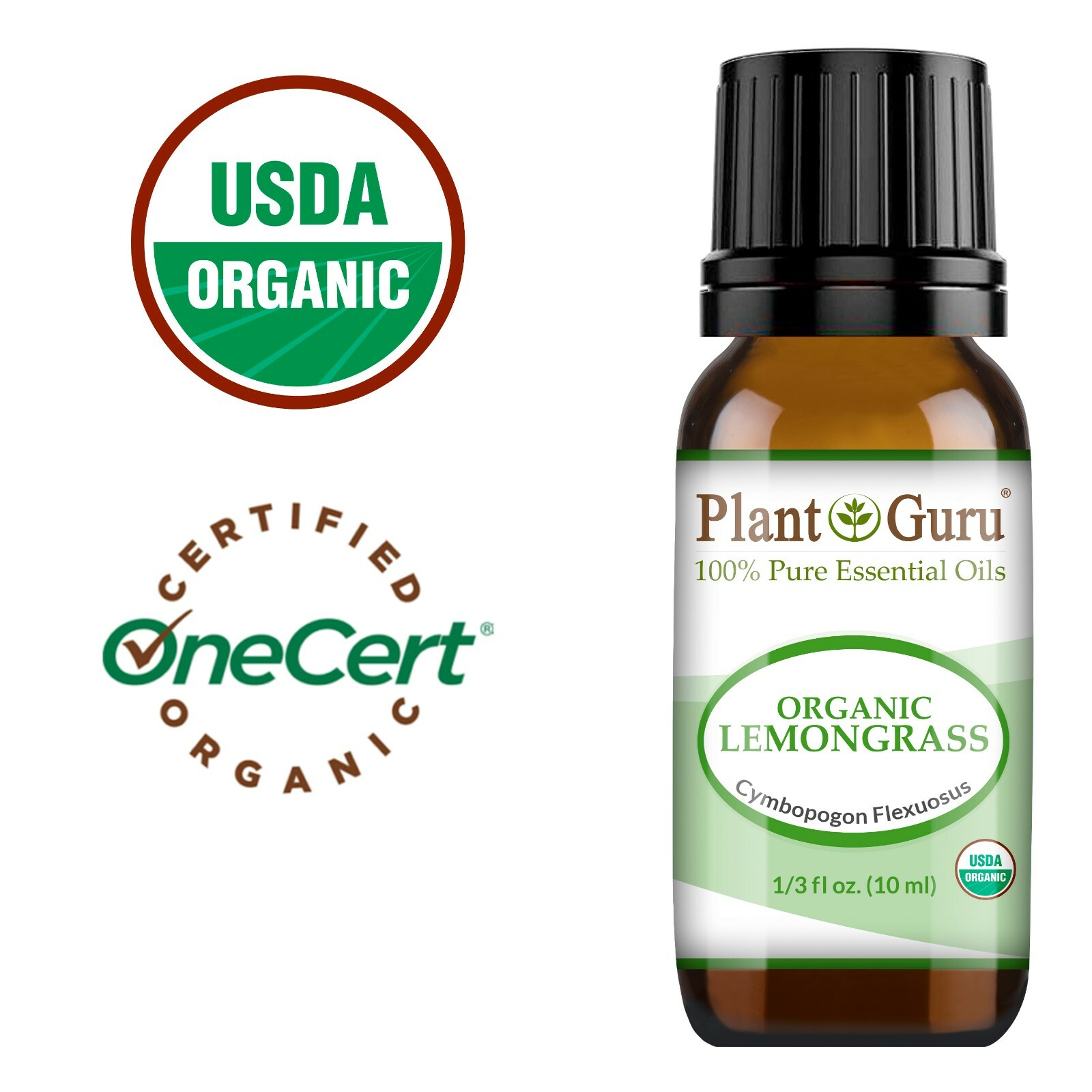 Organic Lemongrass Essential Oil 10ml USDA Certified Therapeutic Grade 100% Pure