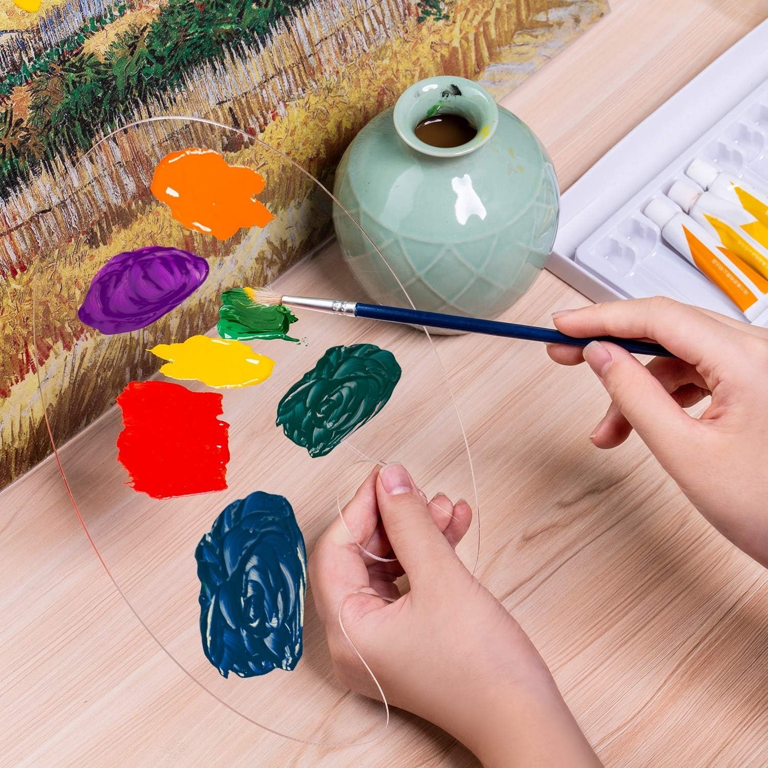 3pc Acrylic Paint Palette Set – Transparent Non-Stick Art Palettes for All Ages