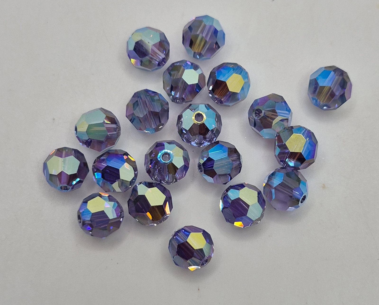 6pc Swarovski Crystal Tanzanite AB2X 8mm Faceted Round 5000 Beads; Purple