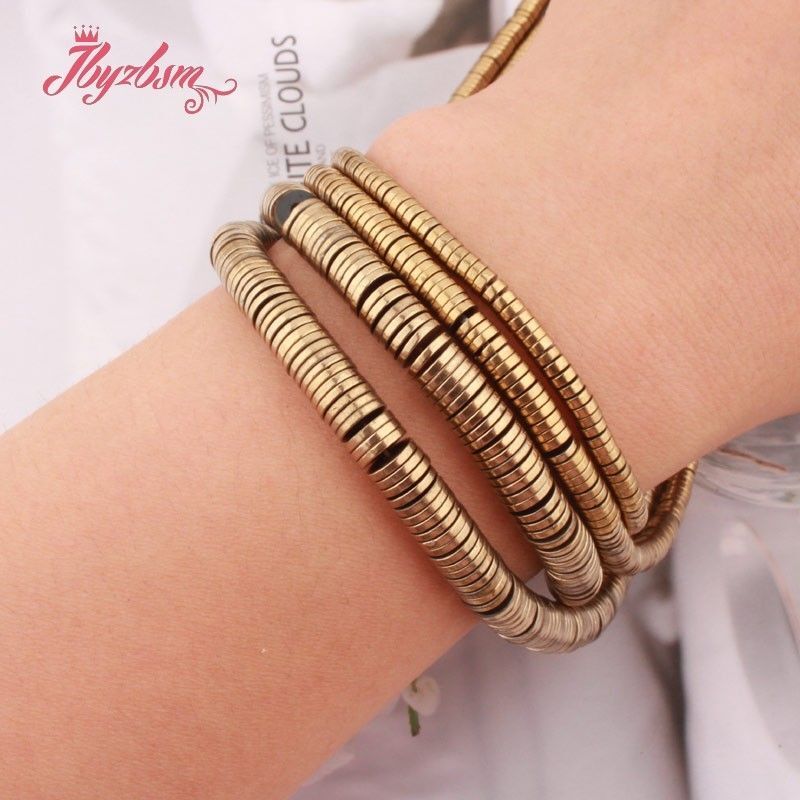 Flat Disc Spacer Beads – Gold Color Gasket Saucer Hematite Beads Charms Jewelry