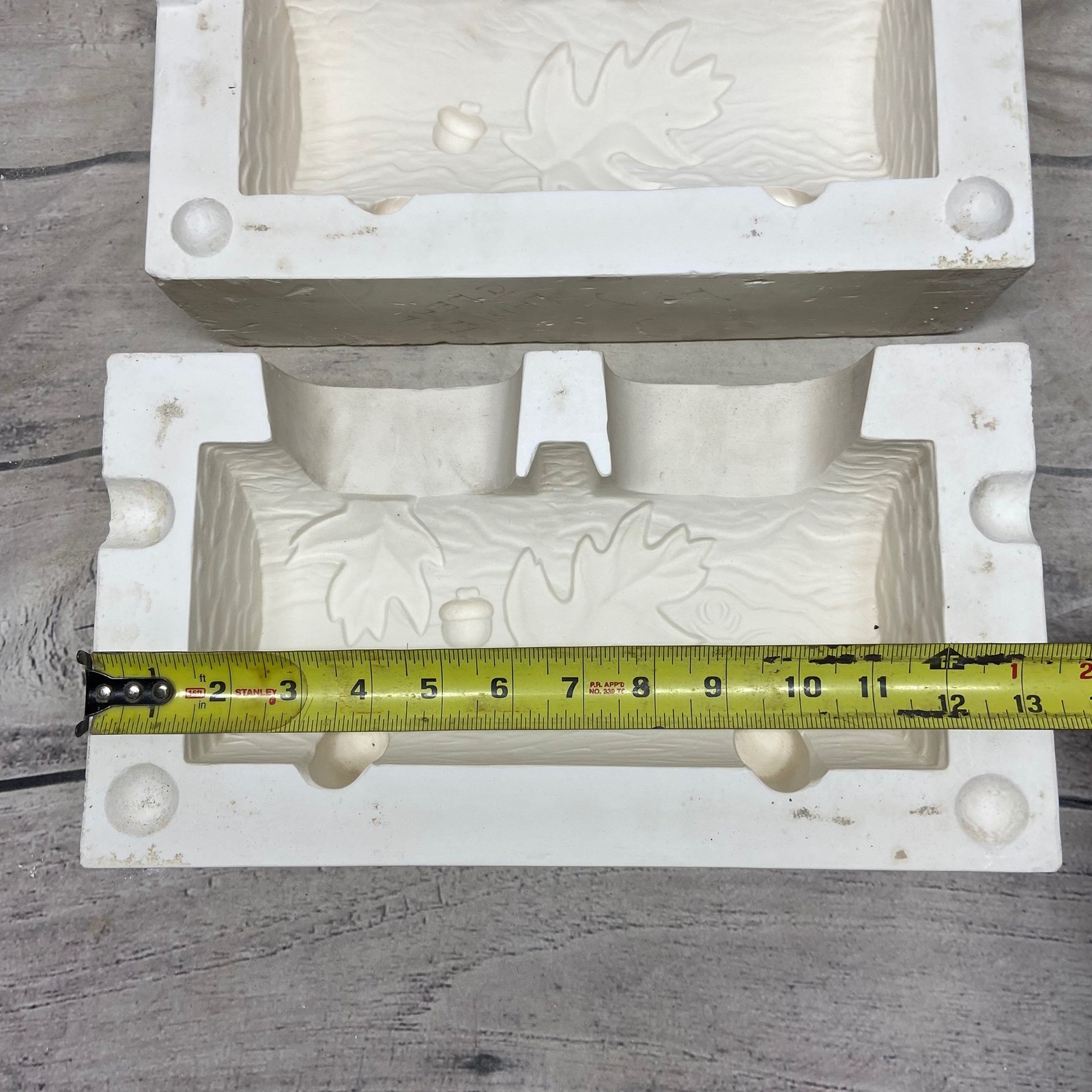 Vintage Ceramic Slip Casting Mold Log Planter with Oak Leaf and Acorn Detail