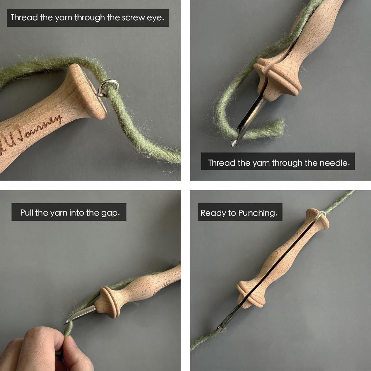 Hand U Journey 8# Fine & 10# Regular Size Beech Wood Handle Punch Needle Rug …