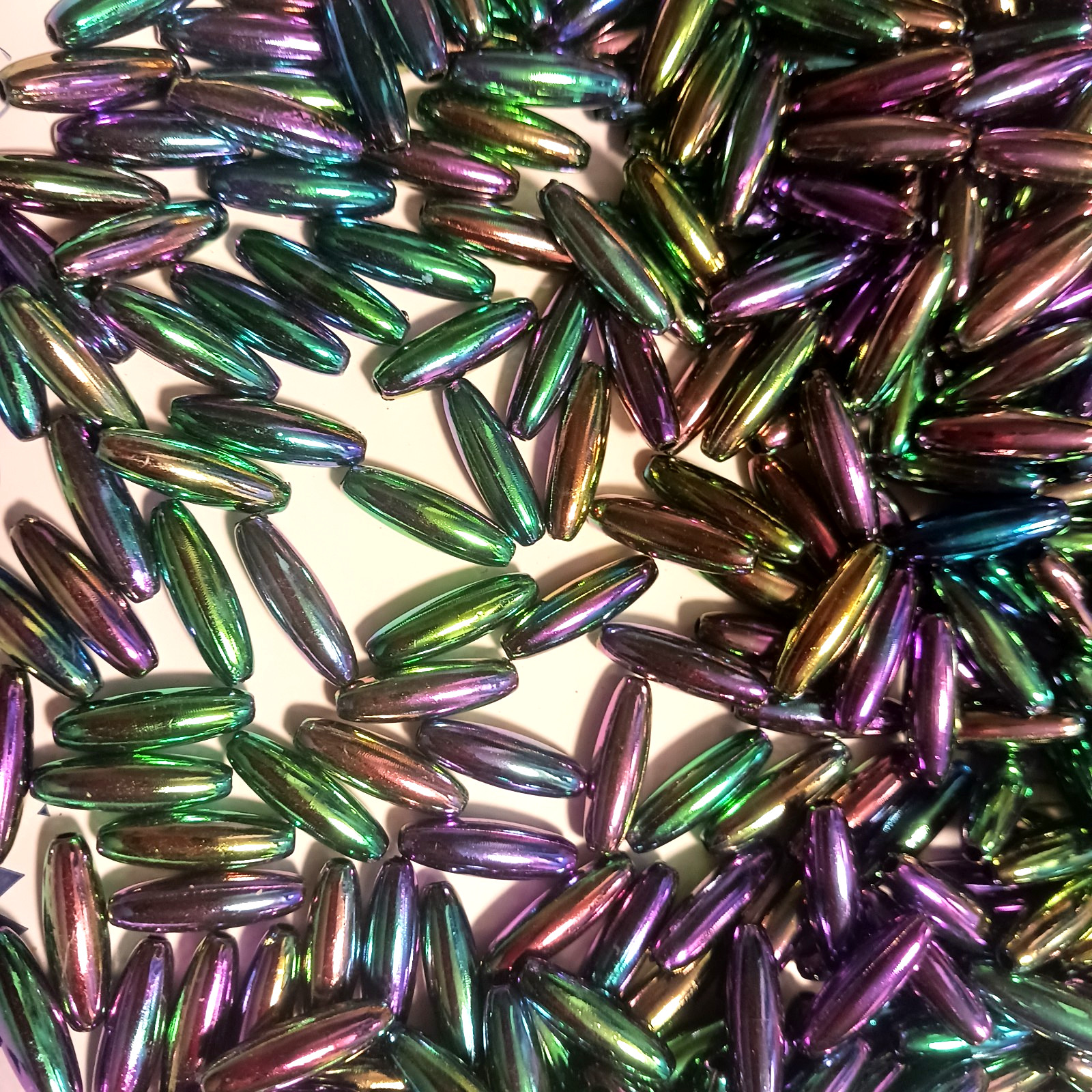 Spaghetti Beads 19mm Black AB Metallic 200pc Jolly Store Crafts DIY jewelry