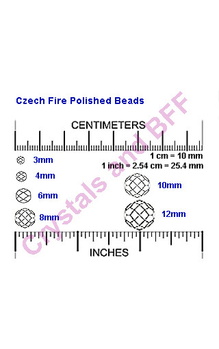 Czech Fire Polished Round Faceted Beads in Crystal Bronze Luster, 16” 3-4-6-8mm