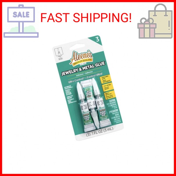 Aleene’s Jewelry & Metal Glue, 0.1 oz 3-Pack – Instant Adhesive, Permanent Bond,