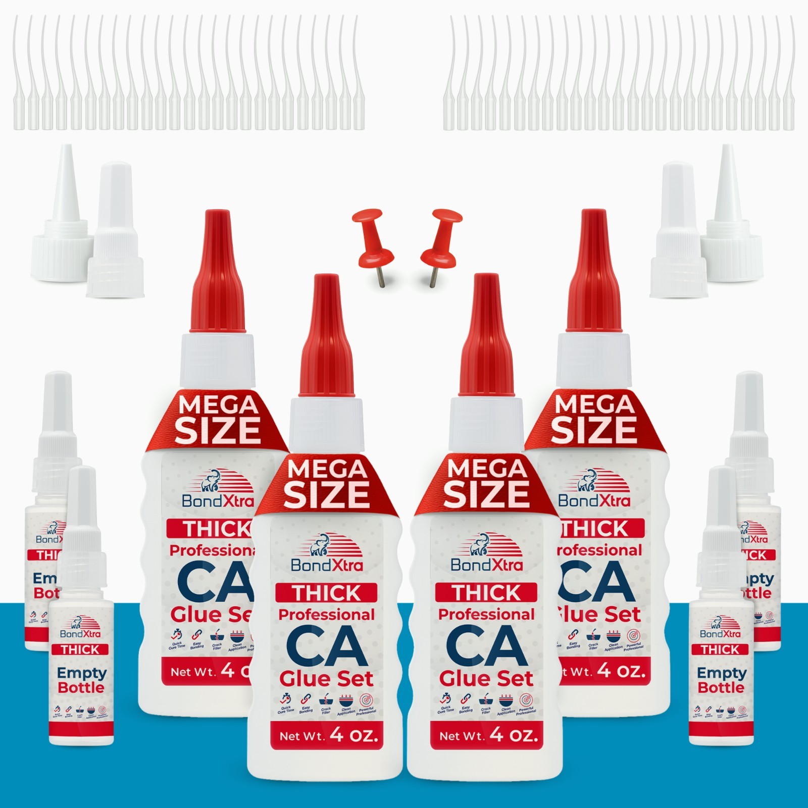 BondXtra 16 oz. Thick CA Glue for Woodworking, Premium Super Glue Kit for Wood T