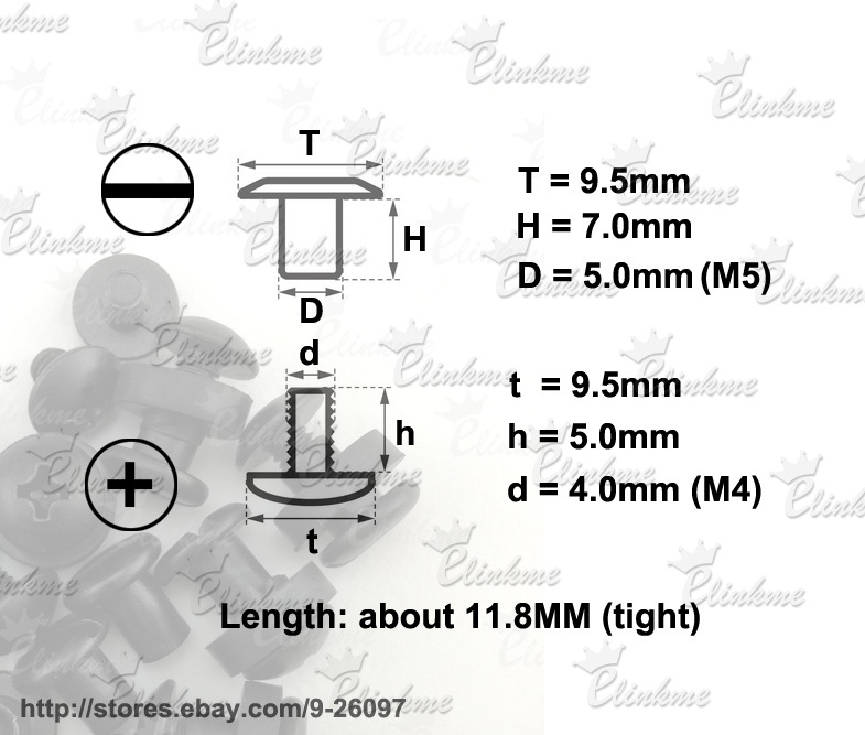7.5mm x 5mm hole Chicago Screw Tek lok screw Kydex Holster screw fastener