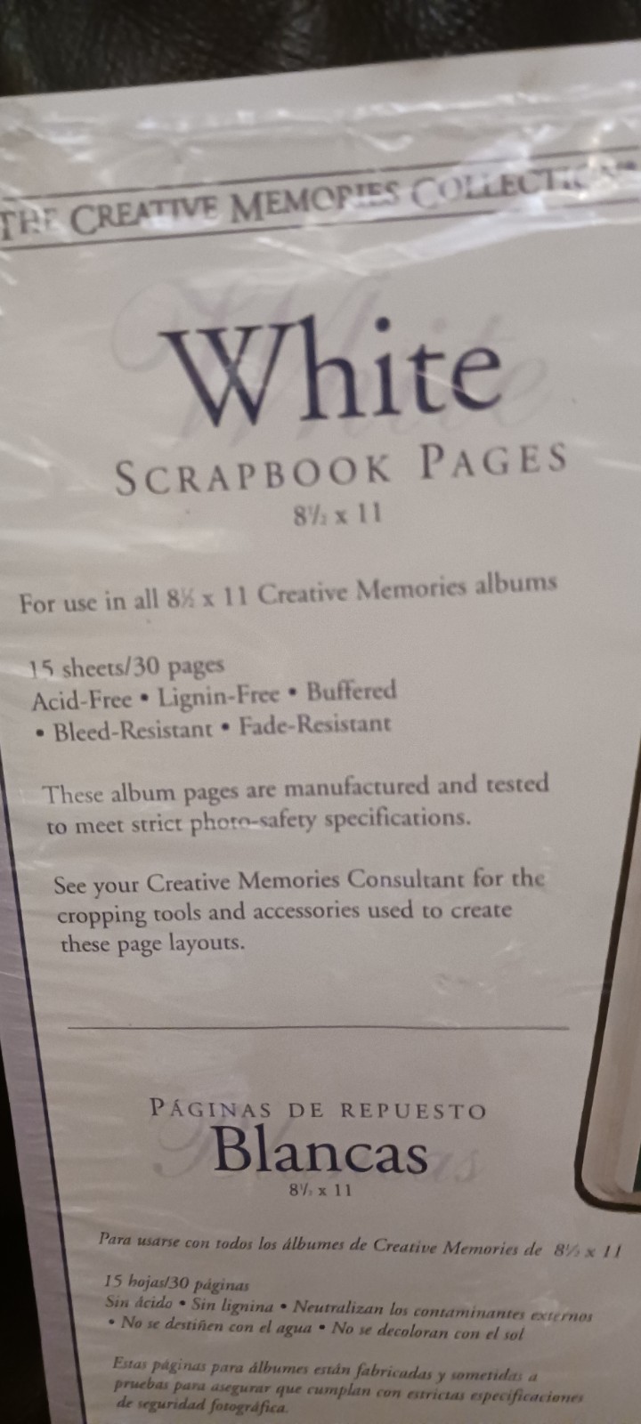 Creative Memories Pages 8 1/2 x 11 – 15 Sheets/30 Sides – You Pick – Color New