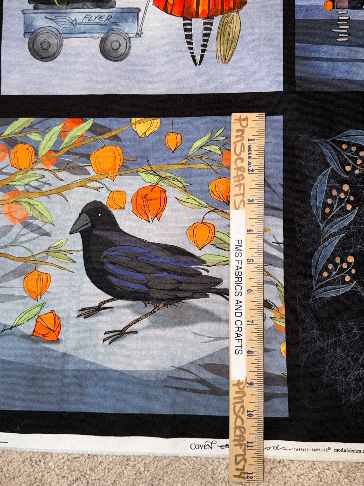 MODA Gothic Halloween COVEN 100% cotton fabric panel 24×44 – 8 blocks & border